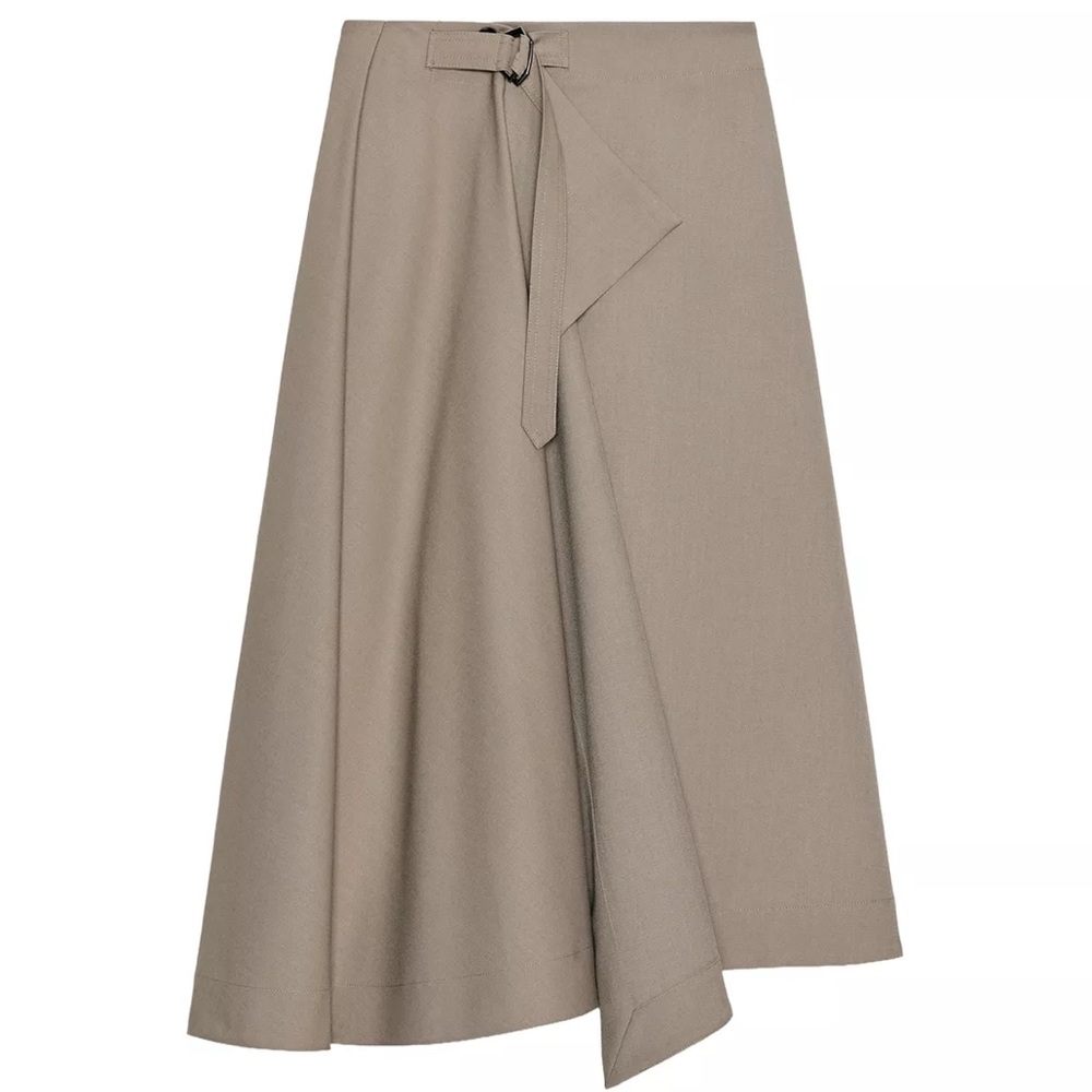 Zara women’s pareo wrap skirt, in khaki twill, size large